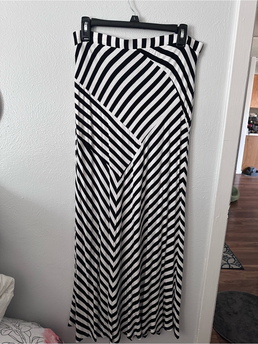 Design History Black and White Striped Maxi Skirt